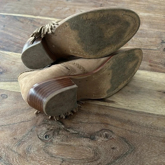 Sam Edelman Fringe Ankle Bootie Putty Size 6 - Picture 10 of 11